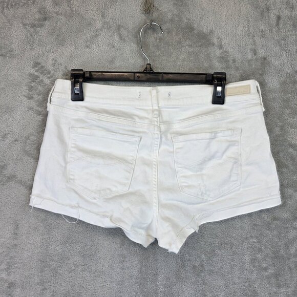 Abercrombie & Fitch Shorts Womens 29 White Denim Distressed Frayed Hem Cuffed - Picture 7 of 12